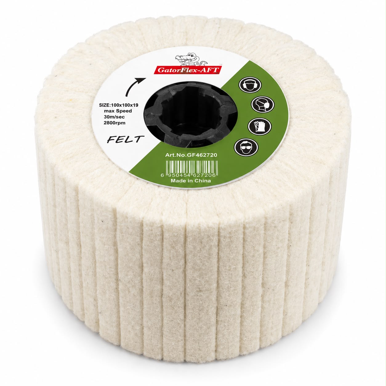 Gator Flex - AFT Non-Woven Felt Polishing Wheel (White) (Mirror Finishing & Buffing) – 120 x 100 x 19 mm