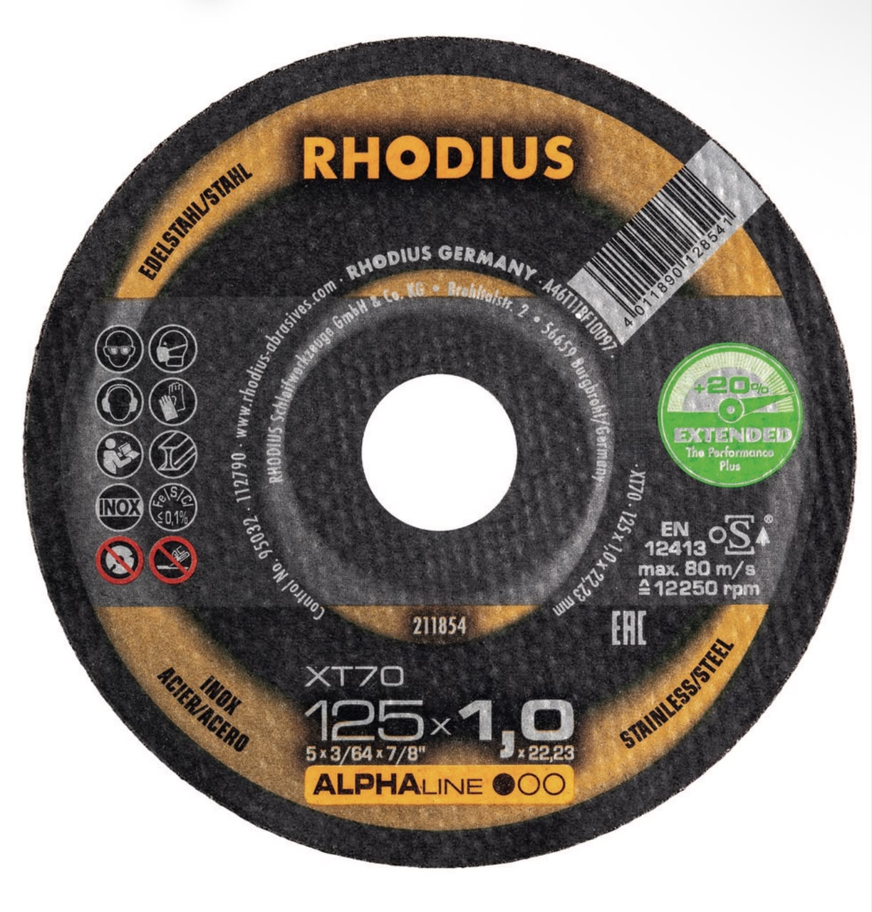 RHODIUS Zirconia Alumina Thin Cutting Wheel (for Cutting Stainless Steel) – 125 x 1.0 x 22.23 mm