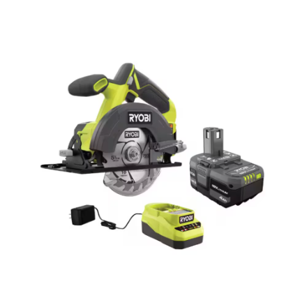 RYOBI 18V ONE+ Lithium-Ion Cordless 5-1/2-inch Circular Saw Kit with 4.0 Ah Battery and Charger