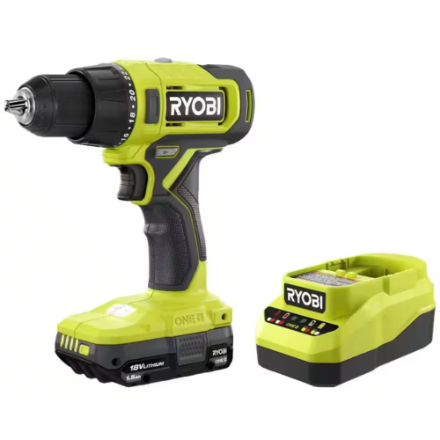 RYOBI 18V ONE+ Cordless 1/2 in. Drill/Driver Kit with (1) 1.5 Ah Battery and Charger