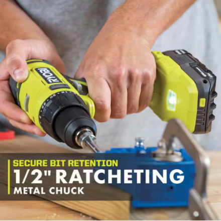RYOBI 18V ONE+ Cordless 1/2 in. Drill/Driver Kit with (1) 1.5 Ah Battery and Charger