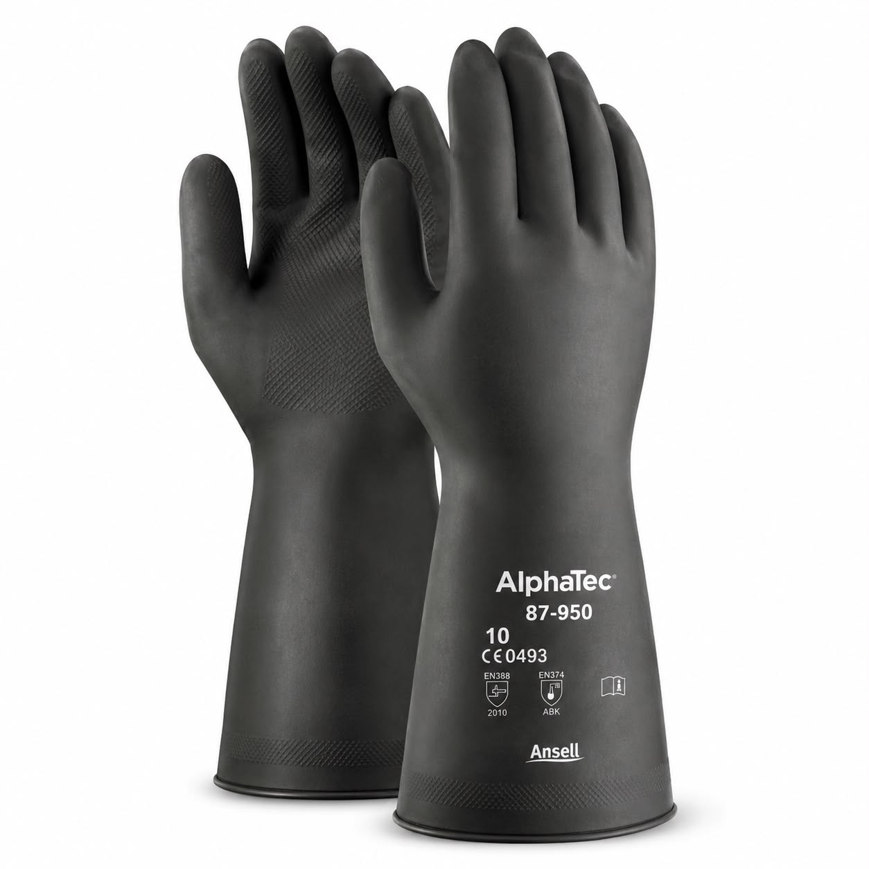 Ansell AlphaTec 87-950 Chemical Resistant Latex Gloves – Size 10 (XL) 5 pcs