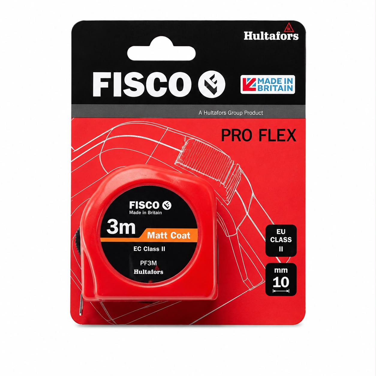 Hultafors FISCO Pro Flex 3m Tape Measure – Professional Metric Measuring Tape 1 pc