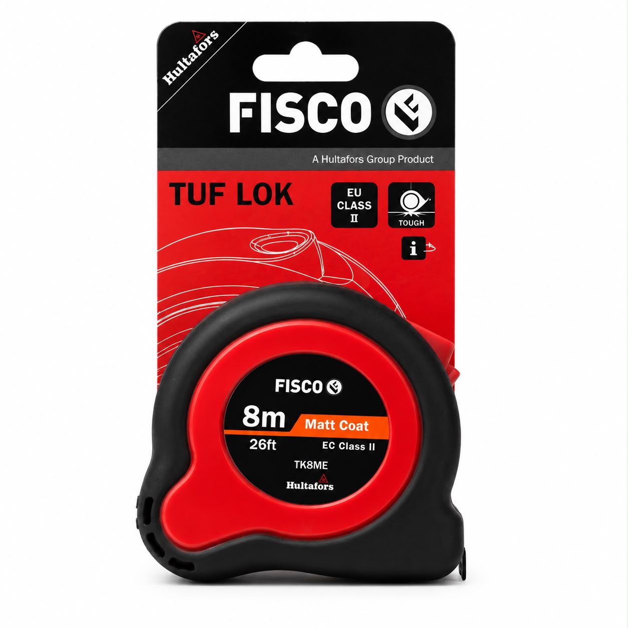 Hultafors FISCO Tuf Lok 8m/26ft Tape Measure – Heavy-Duty Measuring Tape 1 pc