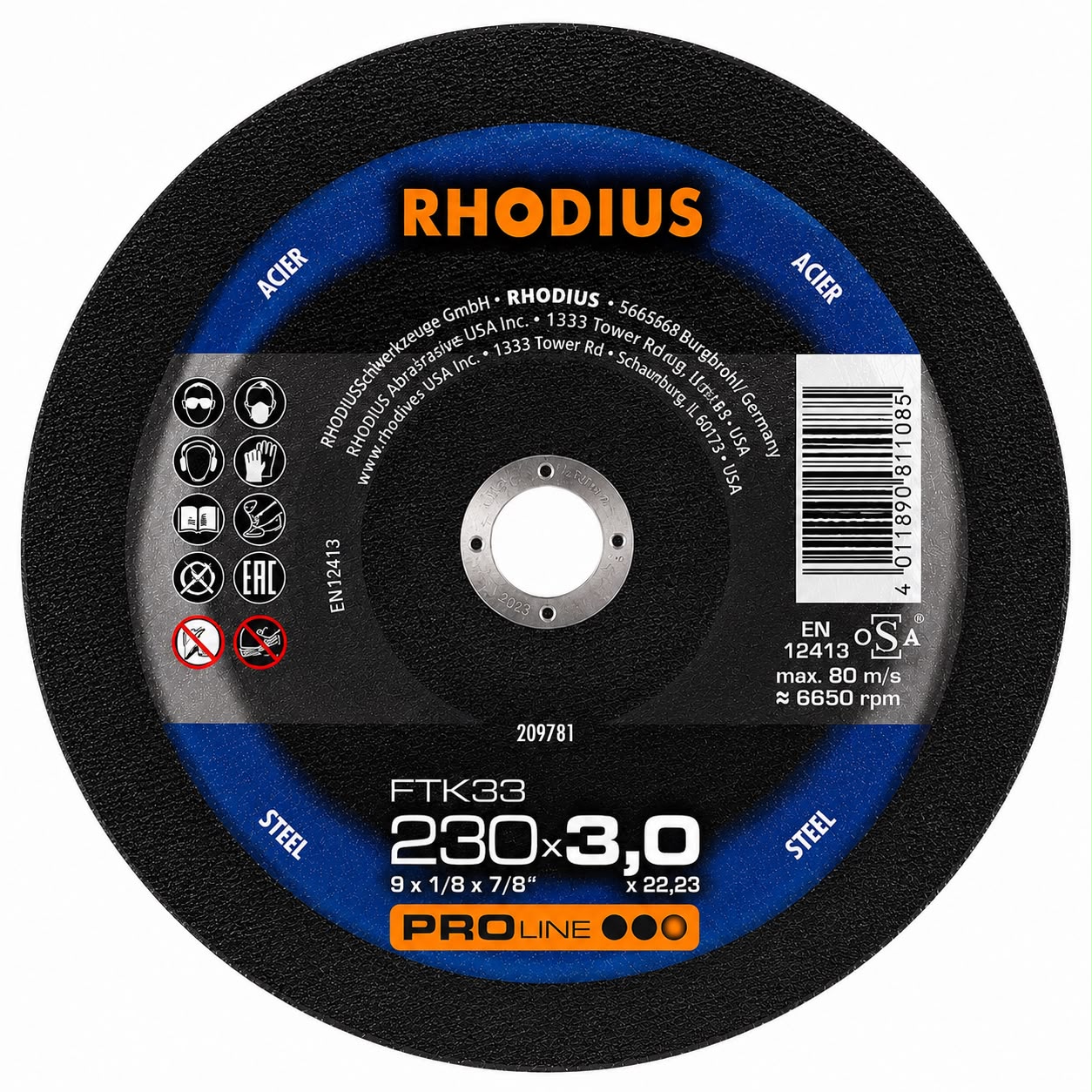 FTK33 9” Steel Cutting Disc – 230 × 3.0 × 22.23 mm Professional Cut-Off Wheel. 50 pcs