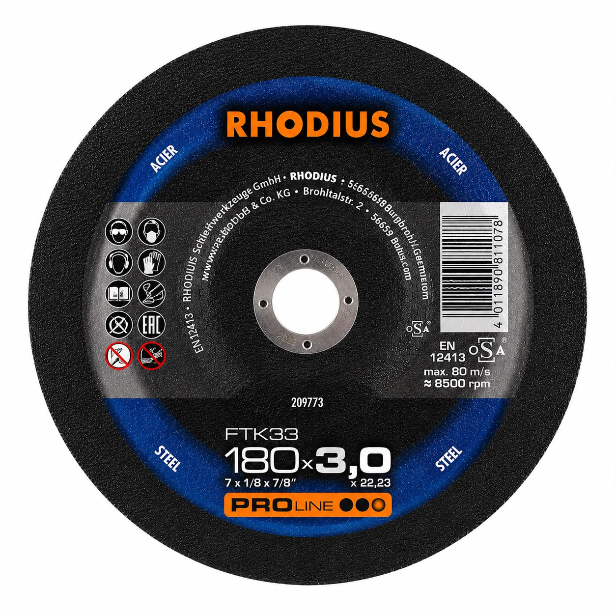 FTK33 Steel Cutting Disc 180 × 3.0 × 22.23 mm (7”) 100 pcs