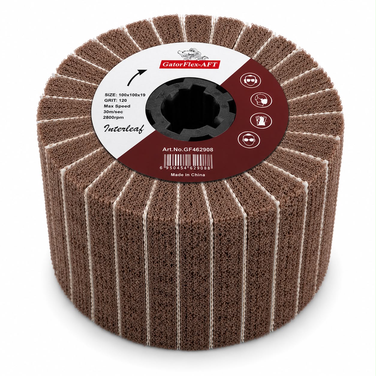 Gator Flex - AFT Aluminum Oxide Interleaf Flap Wheel (Brown) (Non-Woven Abrasives Drum Combi) – 120 x 100 x 19 mm