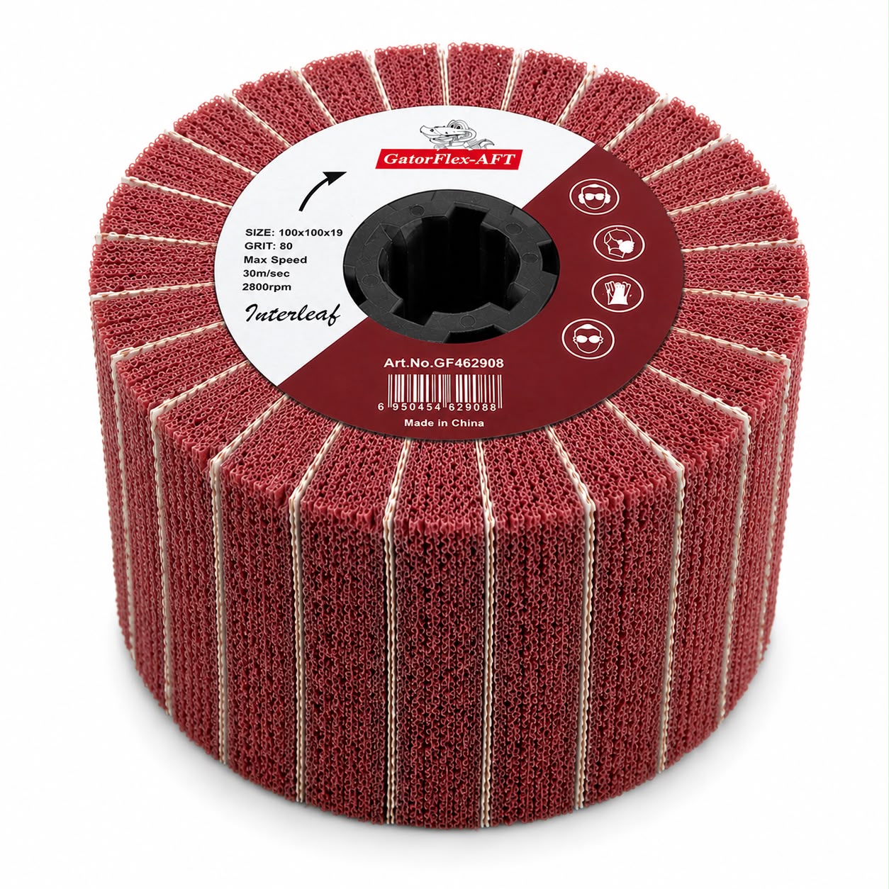 Gator Flex - AFT Aluminum Oxide Interleaf Flap Wheel (RED) (Non-Woven Abrasives Drum Combi) – 120 x 100 x 19 mm