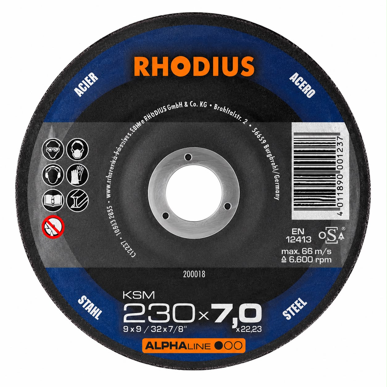 Grinding Disc 230*7*22,23 ( 80m/s 6600. RPM )