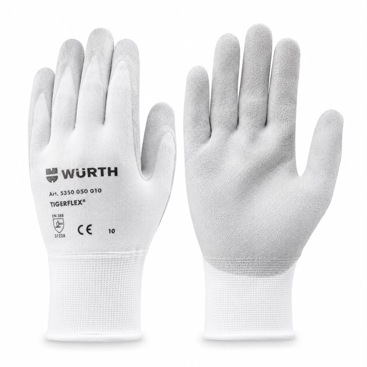 WÜRTH PU Coated Work Gloves – Baby Blue & White Safety Gloves 5 pcs