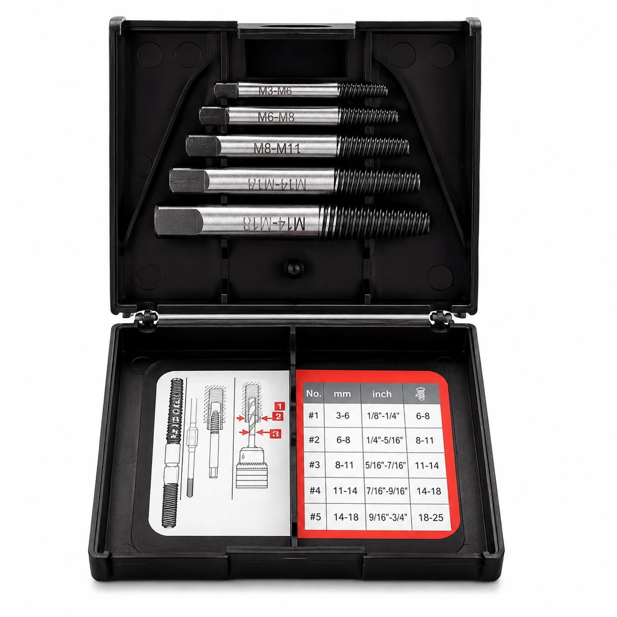 Professional 5-Piece Screw Extractor Set – Broken Bolt & Screw Remover Kit 1 set