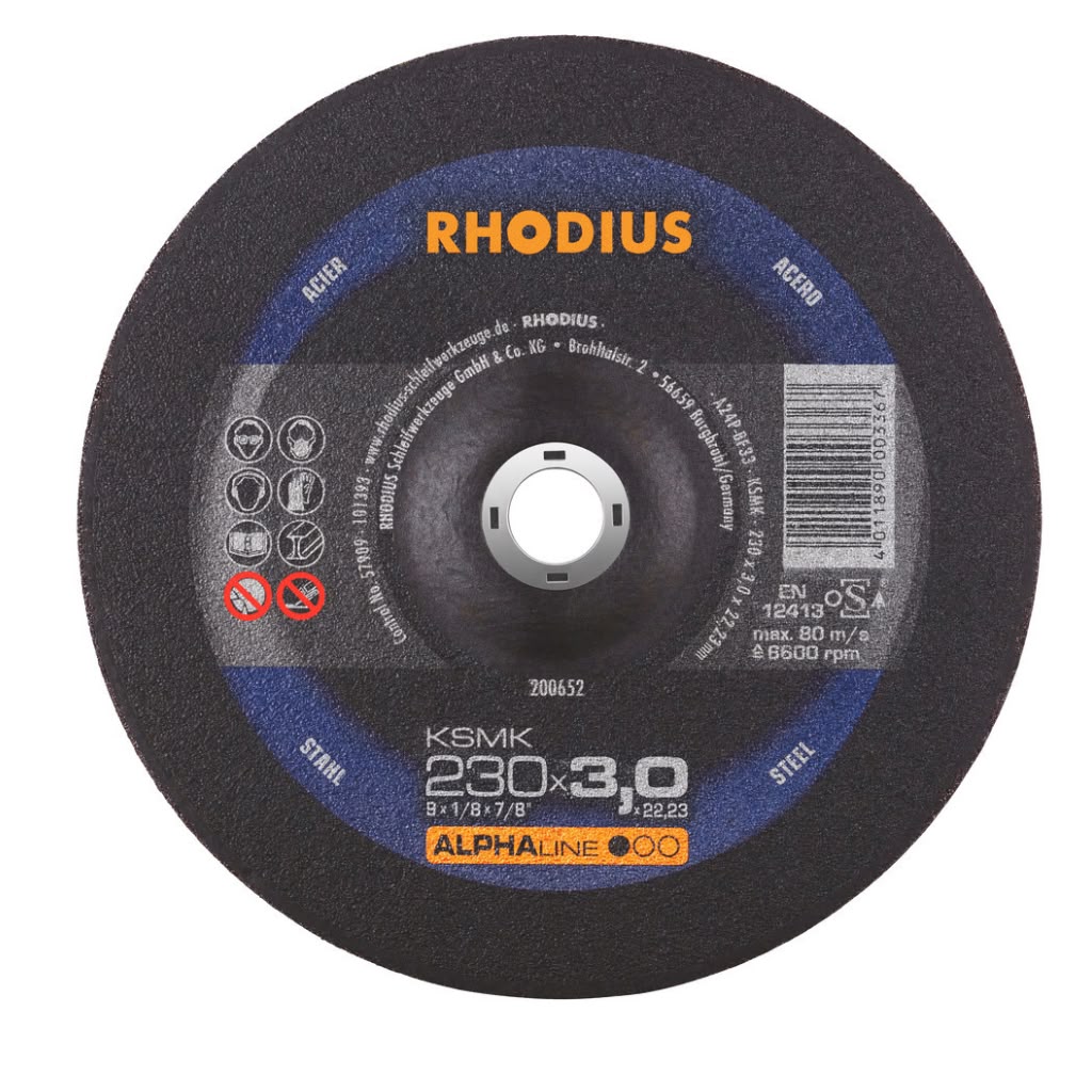 RHODIUS Aluminum Oxide Cutting Disc (for Cutting Steel) – 230 x 3 x 22 mm