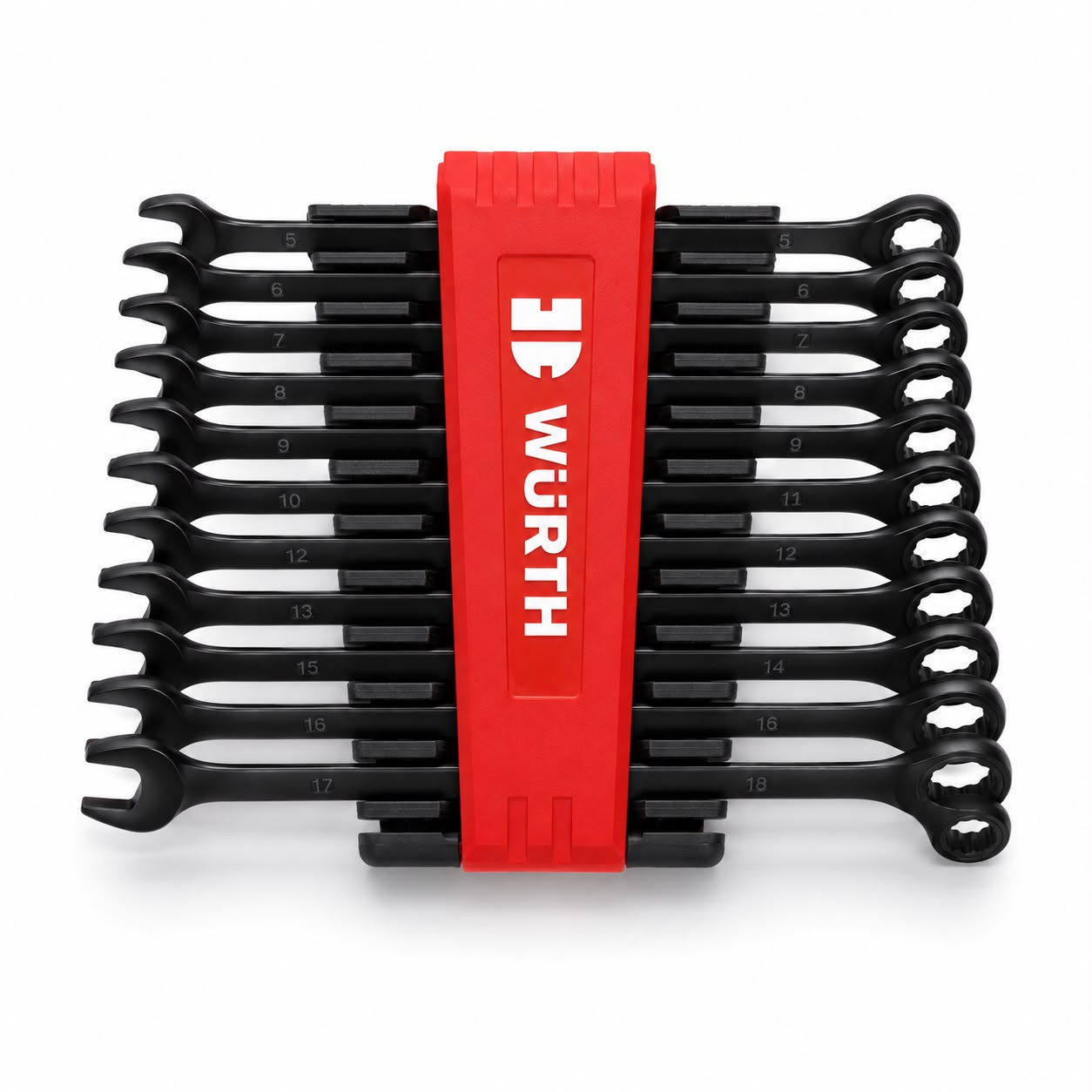 WÜRTH 12-Piece Combination Wrench Set – Metric Open & Box End Spanner Set with Storage Rack 1 set
