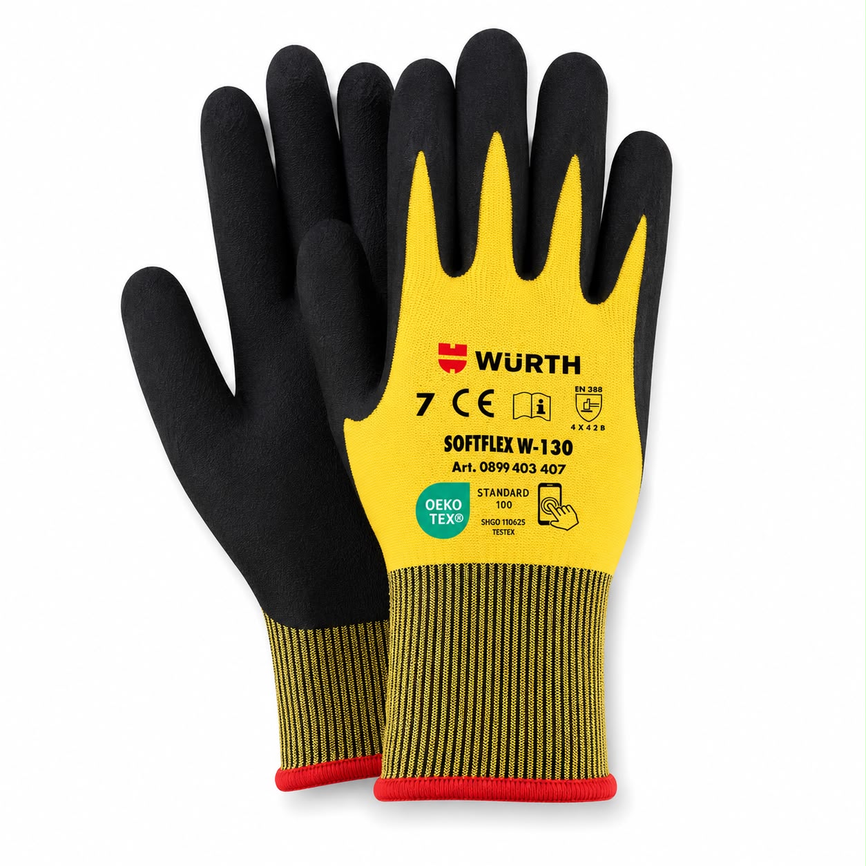 WÜRTH SoftFlex W-130 Nitrile Coated Work Gloves – High Grip Safety Gloves 5 pcs