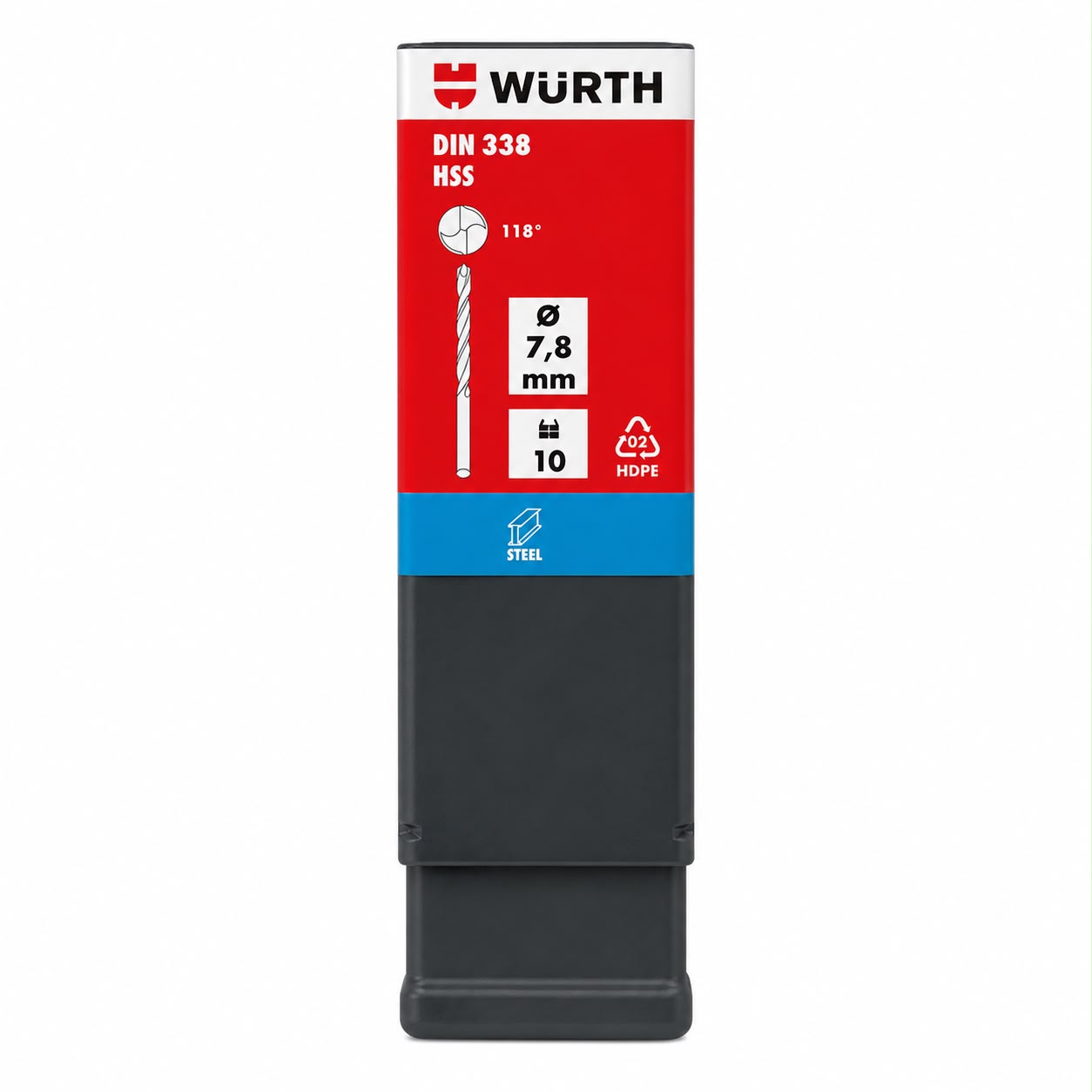 Würth DIN 338 HSS Jobber Drill Bits – 7.8 mm (Pack of 10) 1 pack