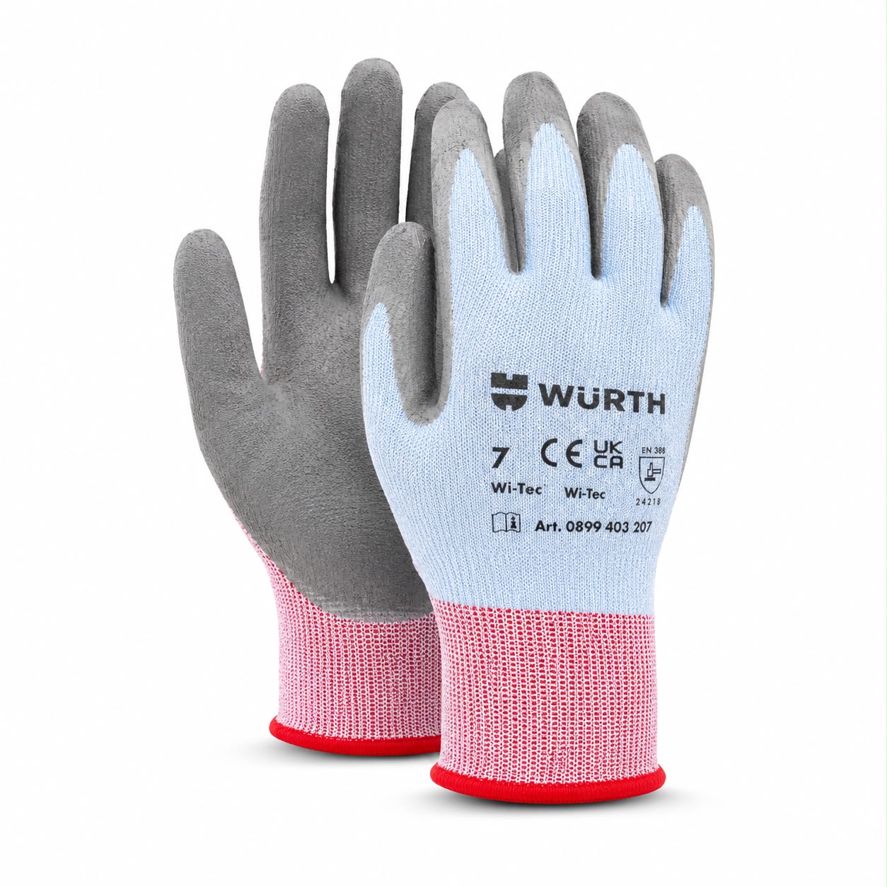 Würth Wi-Tec Latex-Coated Work Gloves – Size 7 | Professional Grip Safety Gloves 5 pcs